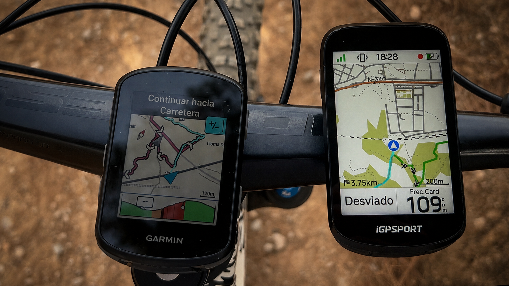 Mapas del iGPSPORT BSC500 y del Garmin Edge 540