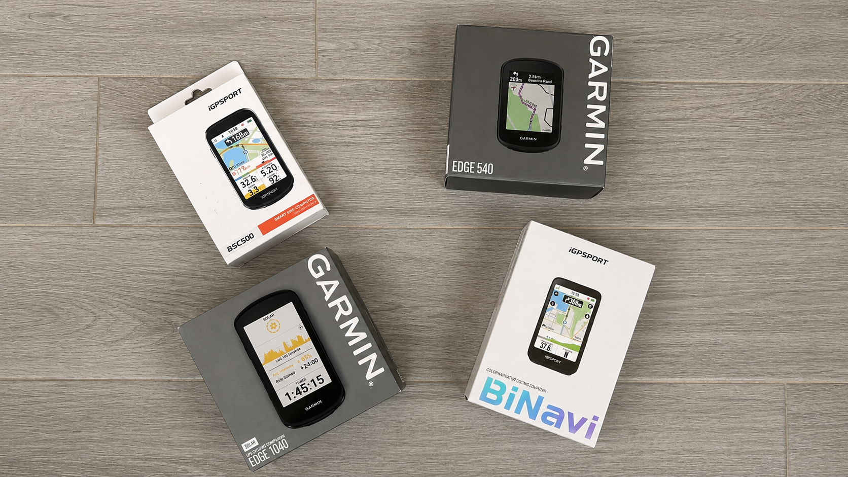 Comparativa entre Garmin Edge 540, Edge 1040, BSC500, y BiNavi