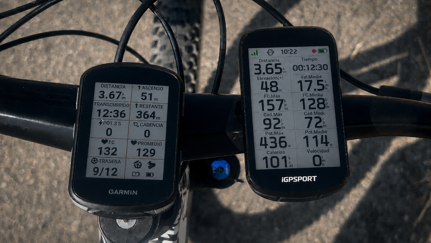 Comparación de los campos de datos en el iGPSPORT BSC500 y el Garmin Edge 540