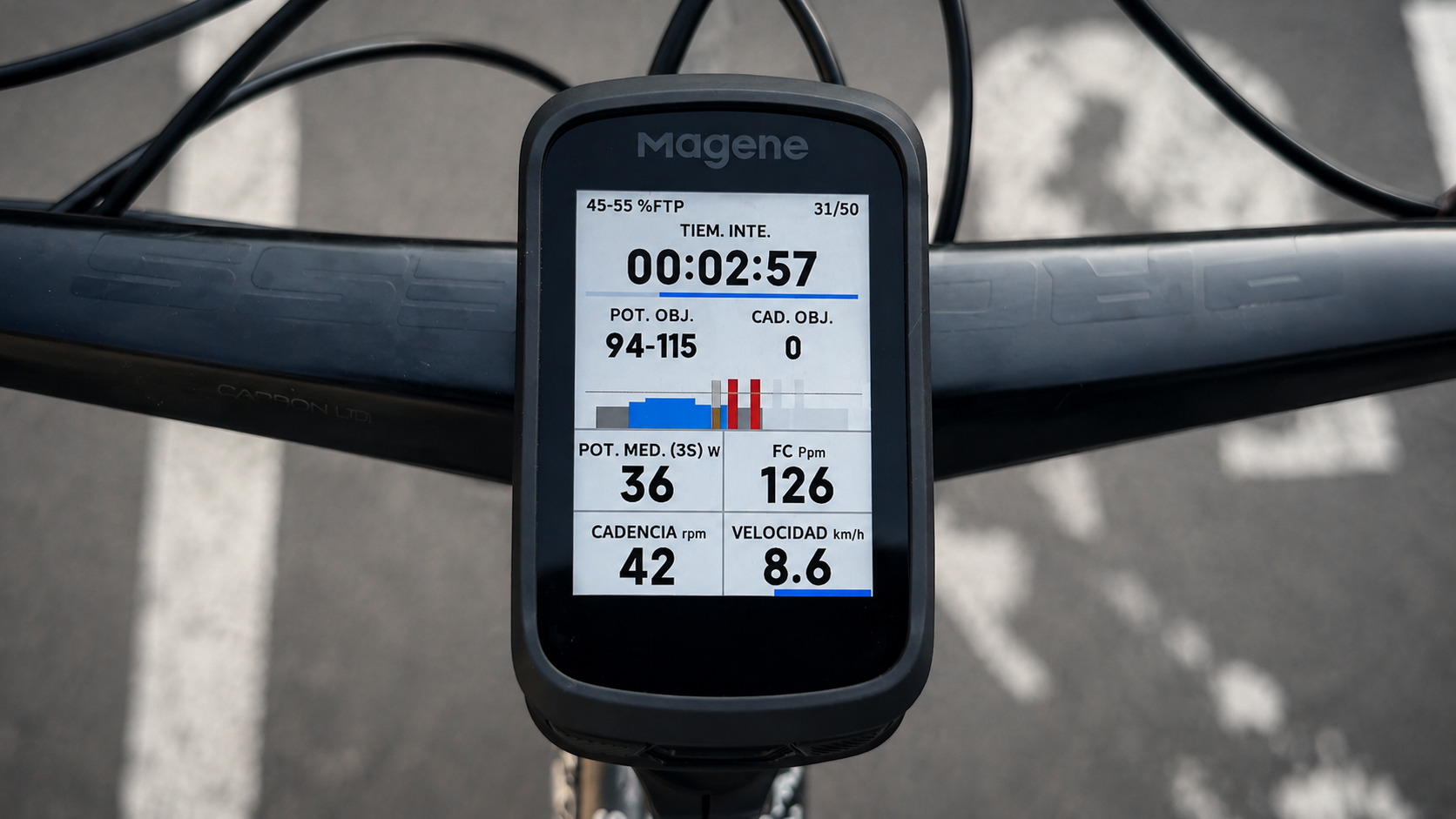 Pantalla de entrenamiento estructurado del Magene C606 V2
