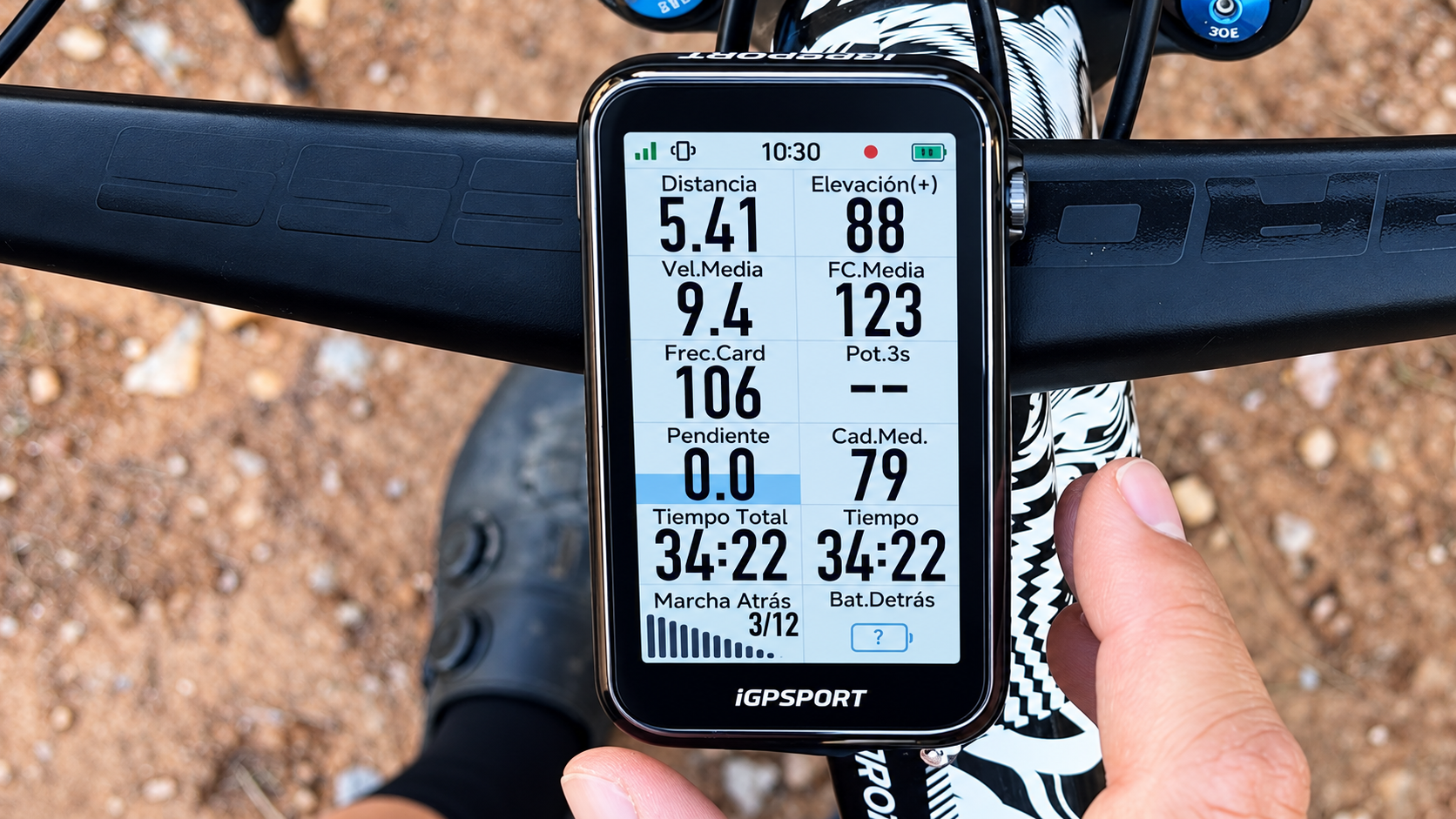 Pantalla de datos del iGPSPORT BiNavi Ultra